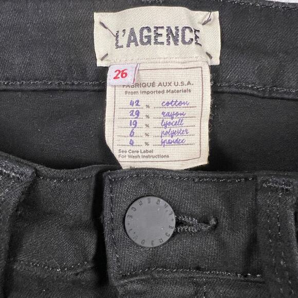 L'Agence Margot Skinny High Rise Gold Studded Stretch Jeans Noir Black Size 26 - Picture 5 of 12